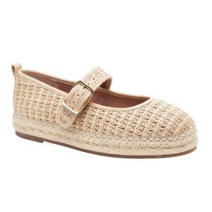 Linea Paolo Women's Marjorie-L Mary Jane Flat Natural Woven Napa Size 11‎ M NWB